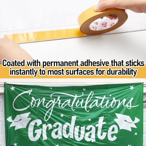 12 Rolls Heavy Duty Banner Hem Tape 1" x 90 ft Double Sided Vinyl Banner Tape Hem Scrim Strong Mounting, Clear