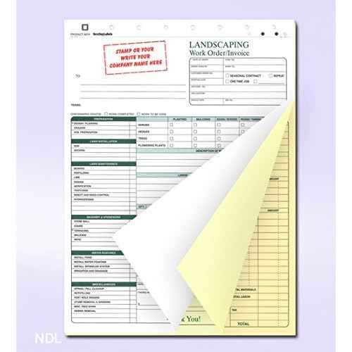 NextDayLabels - Landscaping Work Order Form/Invoice/Billing Sheets, 3 Part Carbonless (100 Sets) Letter Size Forms