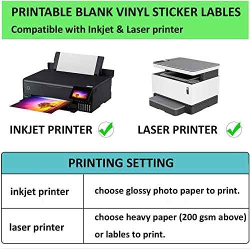 200 Pcs Bottle Labels 4x2 inch Printable Glossy White Waterproof Vinyl Sticker Labels for Inkjet or Laser Printer