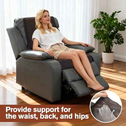 Egg Crate Foam Recliner Cushion Non-Slip Recliner Cushion with Back Support 4.3 Inch Thick Soft Seat Cushion for Elderly Reduces Muscle Fatigue