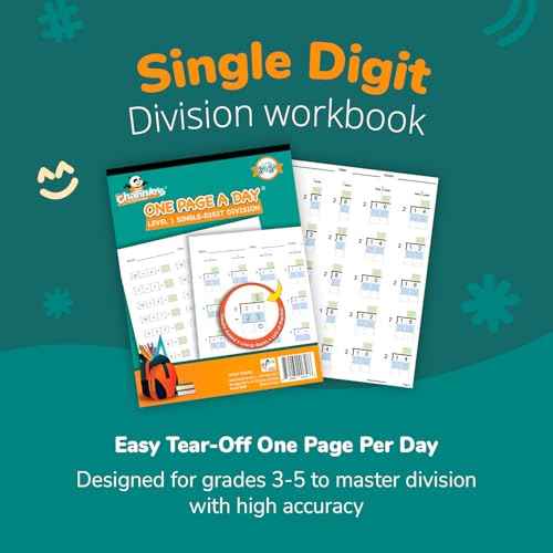 Channie¡¯s One Page A Day Single Digit Level 1 Beginner Visual Division Workbooks for Easy Teaching & Learning Grade 3-5 Size 8.5¡± x 11¡± Summer School, Summer Bridge