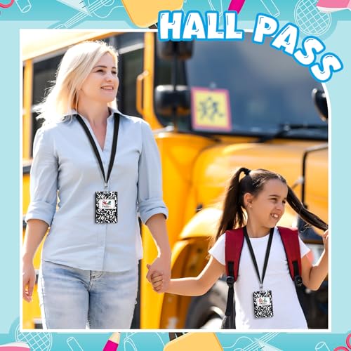 Sabary Black Classroom Passes Set for Teachers, 6 Pack with Lanyards