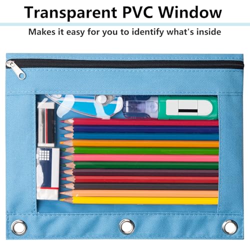 Forvencer Classic 6 Pack Pencil Pouches for 3 Ring Binders, Colorful Waterproof Zipper Pen Cases