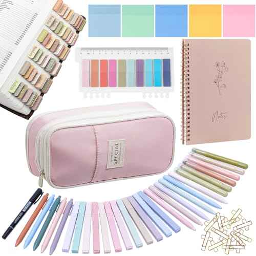 Bible Study Supplies, Bible Journaling Kit for Women with Journal, Pen Case, Tabs, Highlighters and Pens, Bible Accessories Set for Women Students Beginner, Christian Gifts (Pink)