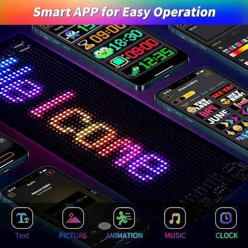 Portable LED signs Customizable Display USB Scrolling LED car sign Flexible RGB Store Sign DIY£¬APP control for Car Holte Store and Bar, 5V, 20 * 64Led