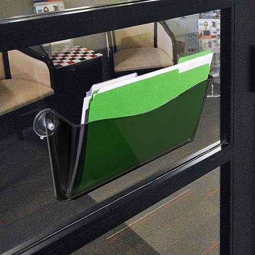 Azar Displays 250055-SMK Plastic Wall Mount File Holder with Suction Cups Smoke Colored, 4-Pack