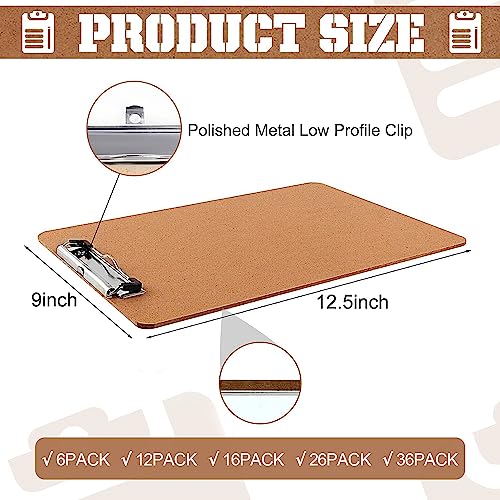 6 Pack Letter-Size Hardboard Clipboards with Low Profile Metal Clips - PANDRI