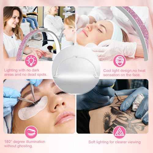 Half Moon Light for Nail Desk 31inch Half Moon Lamp Portable Ring Light for Eyelash Extensions,Suitable for Nail Beauty Crafts Sculpture Brightness Adjustable