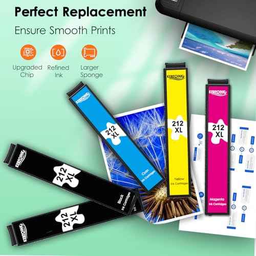 212XL Ink Cartridges Remanufactured for Epson 212 Ink Cartridge 212 XL T212 Works with Expression XP-4100, XP-4105, Workforce WF-2830, WF 2850 Printer (3 Black Cyan Magenta Yellow, 6 Pack)
