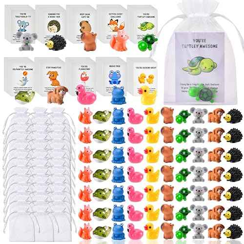 200 Sets Employee Appreciation Gifts Bulk for Coworkers Team Staff Thank You Gifts Organza Bags Back to School Resin Animal Pun Inspirational Note Cards for Office Teacher Volunteer Nurse