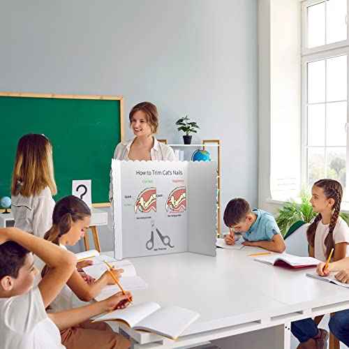 36 Pcs 24 x 36 Inch Trifold Poster Display Boards White for Science Fair Presentation Projects Photo Exhibition Display Tri fold Board Foldable Paperboard for School Supplies Bulk Business
