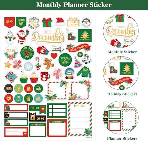 Planner Stickers - Monthly Planner Stickers and Accessories 25 Pages 1500 + Stunning Functional and Colorful Designs, Calendar Sticker Includes Festival Theme Journal Sticker