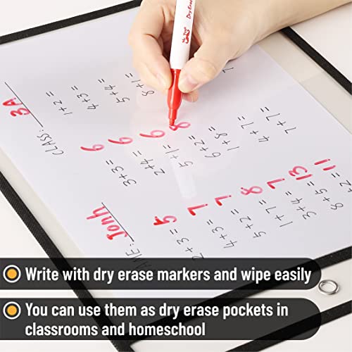 Mr. Pen Reusable Dry Erase Pocket Sleeves 10.2 x 14 Black, 6 Pack
