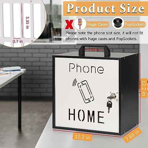 Cell Phone Holder Classroom 33 Slots Wooden Cell Phone Storage Cabinet Pocket Chart with Handle and Security Lock for Classroom Office (33 Grid Cabinet Black)