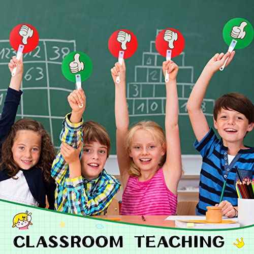 Macarrie 150 Pack Thumbs up Thumbs Down Classroom Voting Paddles Handy Teacher Classroom Event Supplies Plastic Sign Green Red Yes or No Paddles True False Sign for School Student