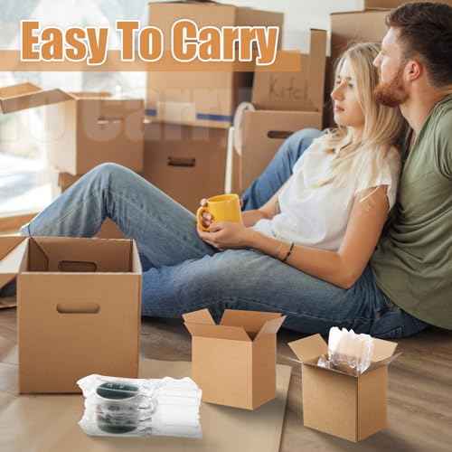 25 Sets 6x4x6 Inches Mug Boxes for Gift, Small Shipping Cardboard Box with Bubble Pouch for 15oz Sublimation Coffee Mug Packaging Gift Box for Wrapping Shipping Storing Fragile Item (Khaki)