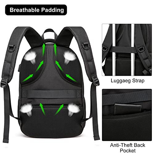 Black Backpack, School Backpacks for Teen Boys & Girls, Student Bookbag Fits 17.3 Inch Laptop with USB Charging Port, Water Resistant Travel Backpack, Sturdy Anti Theft Computer Bag Gifts Men Women