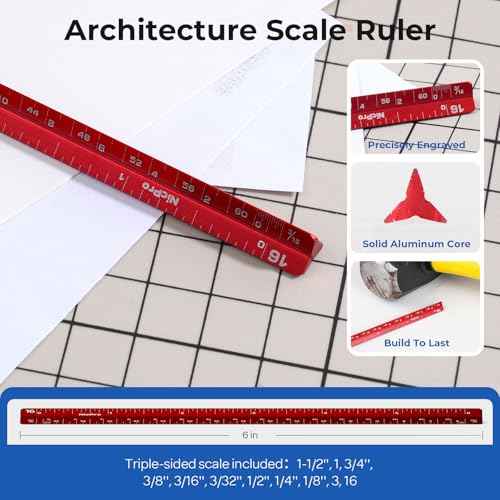 Nicpro 30PCS Professional Drafting Tools & Geometry Set with Case, Architect Protractor Set, Metal Mechanical Pencils, Pen, Scale Ruler Metal Ruler, 5 Drawing Templates for Interior Design House Plan