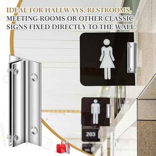 Zonon 10 Pack Aluminum Corridor Sign Holder, 1/8" Substrate, Sign Mount Bracket Design for Restroom, Conference Room Classic Signs(Silver,4")