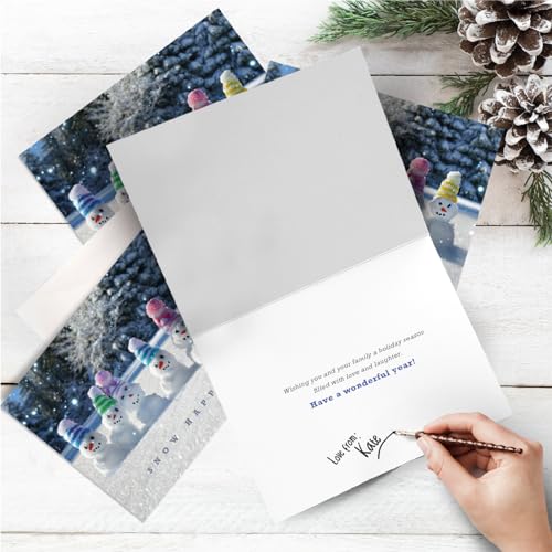 easykart labels 72 Christmas Greeting Cards with Envelopes, Snow Happiness Designs | 7.25 x 5.5 Inch Merry Christmas Cards with Seal Stickers For Friends, Family and loved Ones