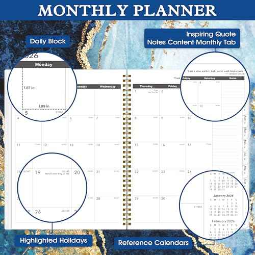 2026-2027 Monthly Planner/Calendar - Jan. 2026 - Dec. 2027, 2 Year Monthly Planner 2026-2027, 9" ¡¿ 11" Calendar Planner 24 Months with Tabs, Twin-Wire Binding, Double-Side Pocket, Holiday £¦ Note Pages