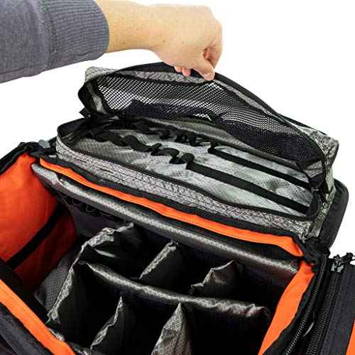 LINE2design Empty Medical Elite Trauma Bag - First Responder Carrier Bag for EMT, Paramedic, Emergency and Medical Supplies Kit - Heavy-Duty Zippered Pockets Portable EMS Home Health Aides - Orange