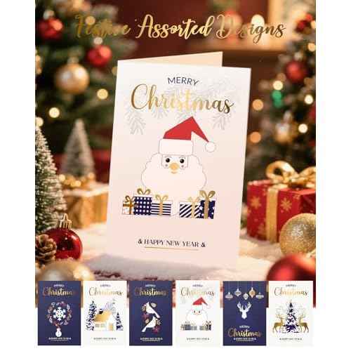 30 Pack Boxed Christmas Cards with Envelopes and Stickers, 4 x 6 Inch, Holiday Greeting Cards Set, Assorted Xmas Cards with Warm Messages Inside for Friends and Family (Christmas)