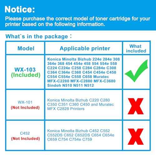 LCL Compatible Waste Toner Container Replacement for Konica Minolta Bizhub C558 C658 C554 C308 C454 C368 C458 284 558 224 458 454 308 368 364 C284 C224 C364 C258 C554 C454 - WX103 WX-103 (1-Pack)