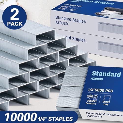 Deli Staples 1/4 Inch Length, 10,000 Staples in 2 Boxes of 5,000 - Compatible with Most Staplers