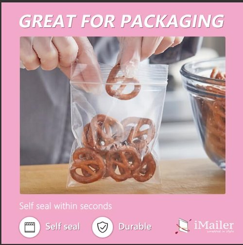 iMailer Clear Small Zip Bags - 500 Pcs 5" x 7" Reclosable Plastic Poly Bags for Cards, Bakery & More