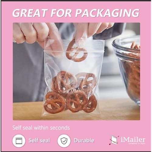 iMailer - 500 Pcs- 9" x 12" Clear Zip Bags - Reclosable Plastic Zip Poly Bags for A4, Letter Sized Documents, Clothing