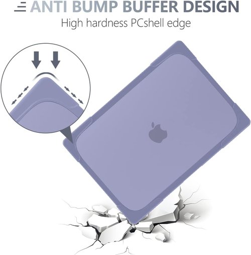 Batianda Heavy Duty MacBook Pro Case - Ergonomic Foldable Kickstand | 14 Inch Matte Translucent Lavender Grey