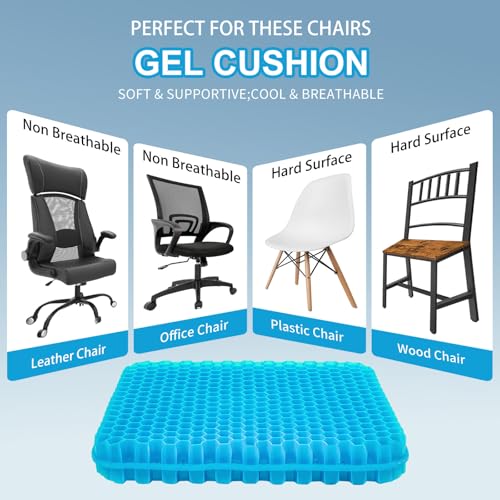 Blue Thicken Gel Seat Cushion 2.4 Inch Thick for Office & Hard Chairs