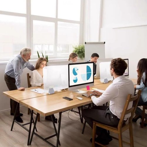 OYKSHDF Desk Privacy Panel, Freestanding Frosted Desk Divider, Acrylic Office Partition 23.6”x19.7”, Portable Shield Boards Reduces Distractions for Classroom