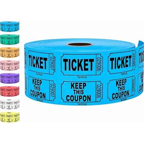 1000 Tacticai Raffle Tickets, Blue (1 of 8 Colors), Double Roll, Ticket for Events, Entry, Class Reward, Fundraiser & Prizes