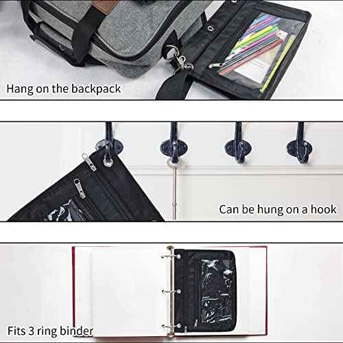 YoeeJob 36 Pack 1 Inch Expandable Zipper Pencil Pouches with Clear Window for 3 Ring Binder, Suitable for School & Office(Black)