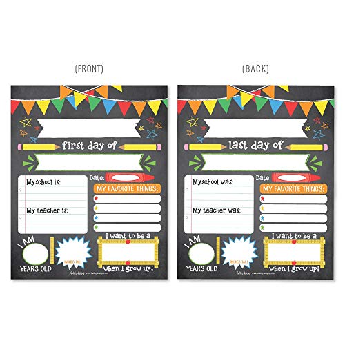 Chalk Fiesta My First Day of School Board - 10pcs Double Sided First & Last Day Sign, Vertical