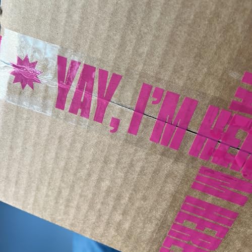 Yay, I'm Here! Clear Hot Pink Decorative Packing Tape 1.88" x 110 Yards - Shippy Tape