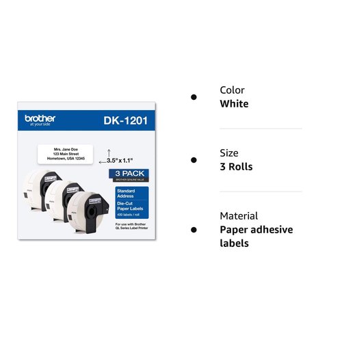 Brother Label Printer Genuine DK Label Rolls (DK-1201 & DK-12043PK)