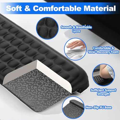 L-Shaped Desk Edge Pad & Arm Rest Pads ? Ergonomic Wrist Rest for Computer Desk, Memory Foam Arm Rest for Keyboard and Mouse, Gel Comfort Support for Typing, Gaming, Office, Carpal Tunnel Relief