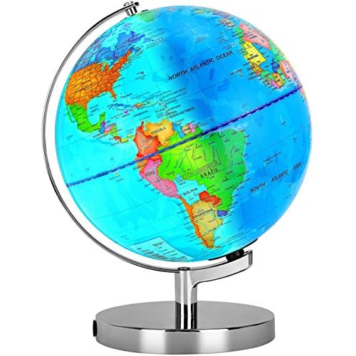 6 in1 Illuminated World Globe for Kids & Adults All Ages High Clear Map, Illuminates Educational Interactive STEM Toy, Light Up Kids Globe Lamp,Gifts For Boys And Girls