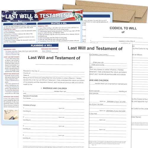 Last Will & Testament Kit 2025 – DIY Legal Will with 2 Blank Forms & Codicil Guide