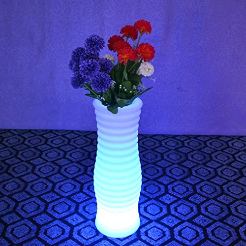 20'' Cordless Flower Pot Lighting w/ Remote, Dimmable RGB Color Changing Corner Floor Lamp, Rechargeable LED Planter Light, Modern Decorative Mood Lamp for Bedroom Doorway Path Yard Wedding Party