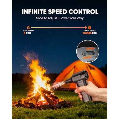Electric Compressed Air Duster, 130000RPM Adjustable Infinitely Speed Handheld Mini Blower Cordless, 8000mAh Portable Power Fan Home Cleaner for Car Keyboard Computer PC Outdoor