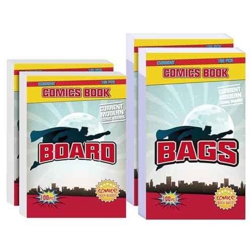KKU 200 Count Comic Book Bags and Boards, Crystal Clear Acid Free Comic Bags and Boards, Comic Book Storage for Comics