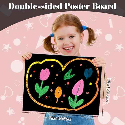 100 Pcs Black Poster Board Paper 14x18, ROOKEA Vision Boards Posterboard Bulk for School Projects Classroom Arts Craft Presentations Drawing Scrapbooking Blank Graphic Display