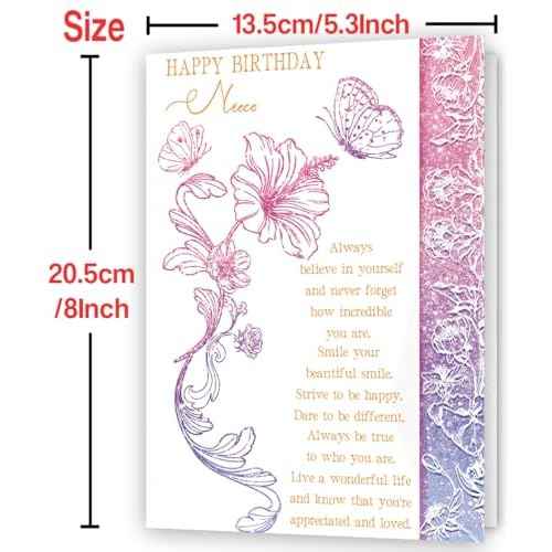 Niece Birthday Card, Unique Birthday Cards for Niece,Adult Gifts from Aunt