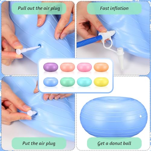 Libima 8-Pack Inflatable Donut Ball Chairs with Hand Pump for Kids Classroom