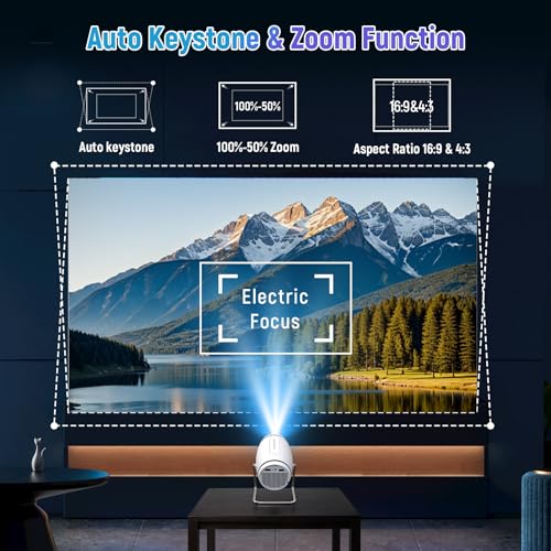 Mini Portable Movie Projector with WiFi and Bluetooth, 4K 1080P Support, 180¡Æ Rotatable 130'' Screen, Auto Keystone Compatible with HDMI/USB/Smartphone/PC/Laptop
