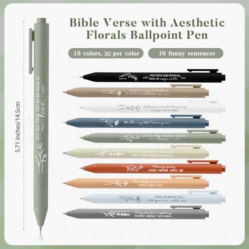 300 Pcs 50 Pcs Scripture Ballpoint Pens Christian Gifts Bulk Party Favors for Church Office Sunday School Bible Study Supplies Women Men Birthday Christmas Religious Inspirational Gifts